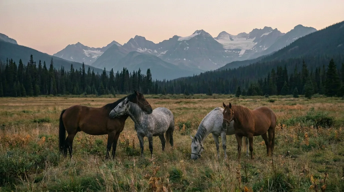 Chevaux en liberté, Pôle Équestre de Contamine-sur-Arve, Haute-Savoie